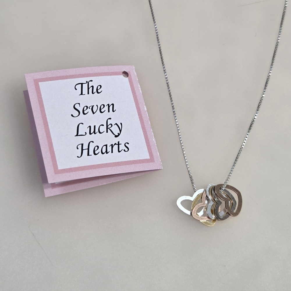 .925 Sterling Silver Italy The Seven Lucky Hearts Necklace